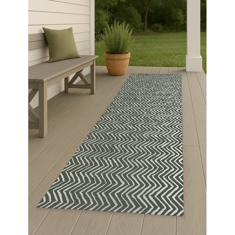 Chevron Snug Non-Slip Outdoor Rug, Runner 2'6" x 8'