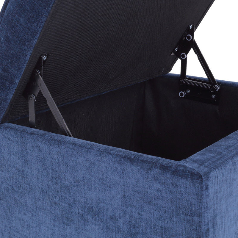 Crew Upholstered Ottoman, Midnight Blue Polyester