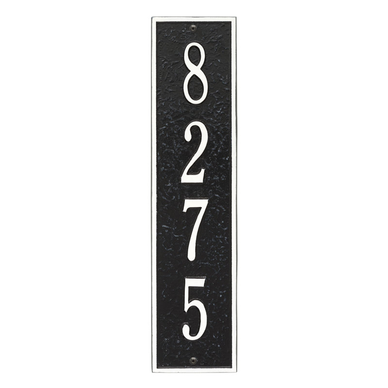 Plaque d'adresse murale personnalisée sur 4 lignes Delaware, Noir / blanc