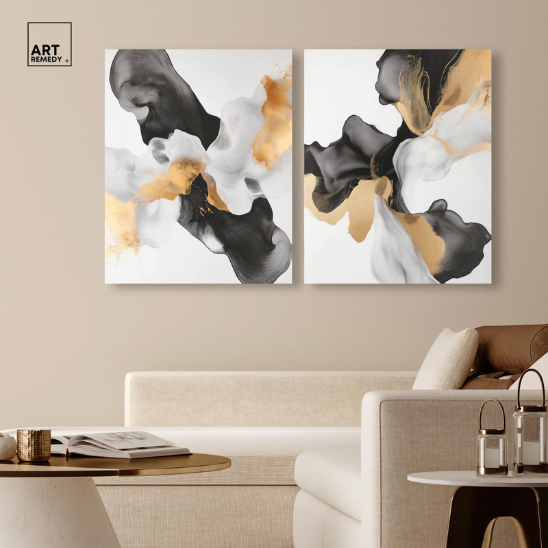 Celestial Boundaries Set Canvas Set of 2 Elegant Modern Art by Art Remedy, Wrapped Canvas, 30" H x 24" W