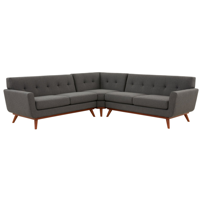 Arvetta Upholstered L-Shaped Sectional Reversible, Slate Gray 100% Linen