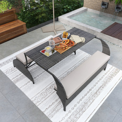 Versatile Outdoor Loveseat That Converts To Four Seats And A Table by Brayden Studio
