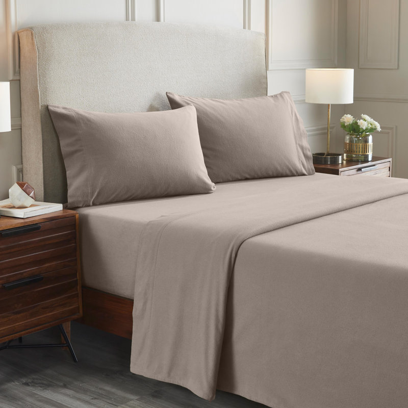 Superior Turpin Solid Standard 100% Cotton Flannel Sheet Set, Gray, Twin Sheet Set with 2 Pillowcases