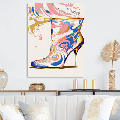 " Pink And Blue Deco High Heel Boots IV "