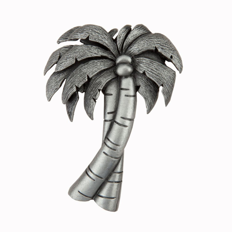 Antique Pewter Palm Tree Cabinet Knob with Mounting Hardware