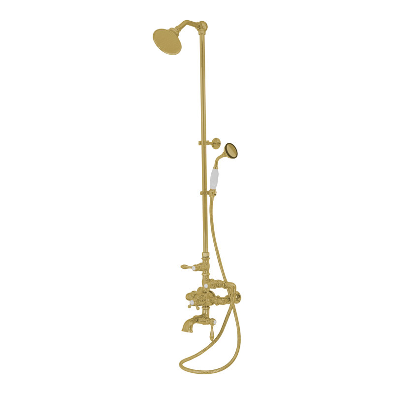 Système de douche et baignoire thermostatique Exposed de Strom Living P1049S, Laiton ultra enduit