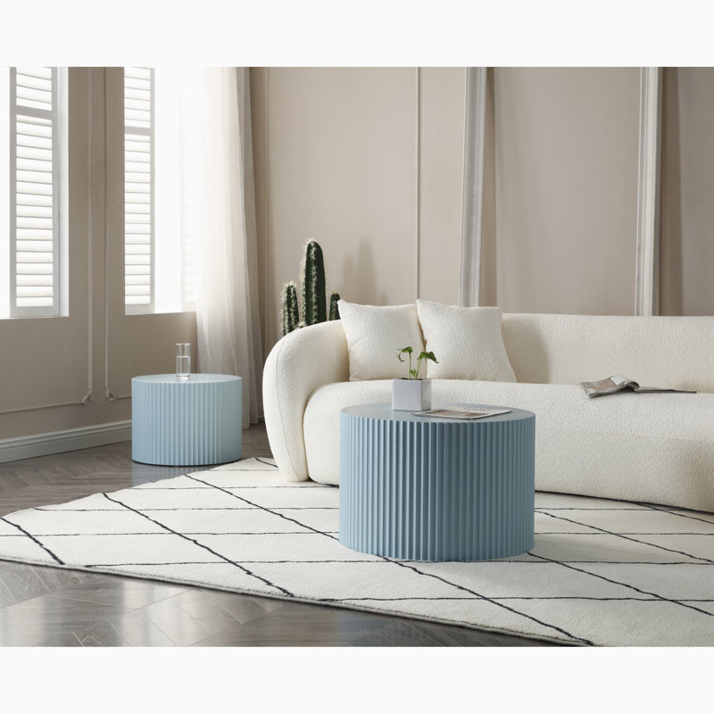 Ensemble de tables basses 2 pièces Dorismond, Bleu clair