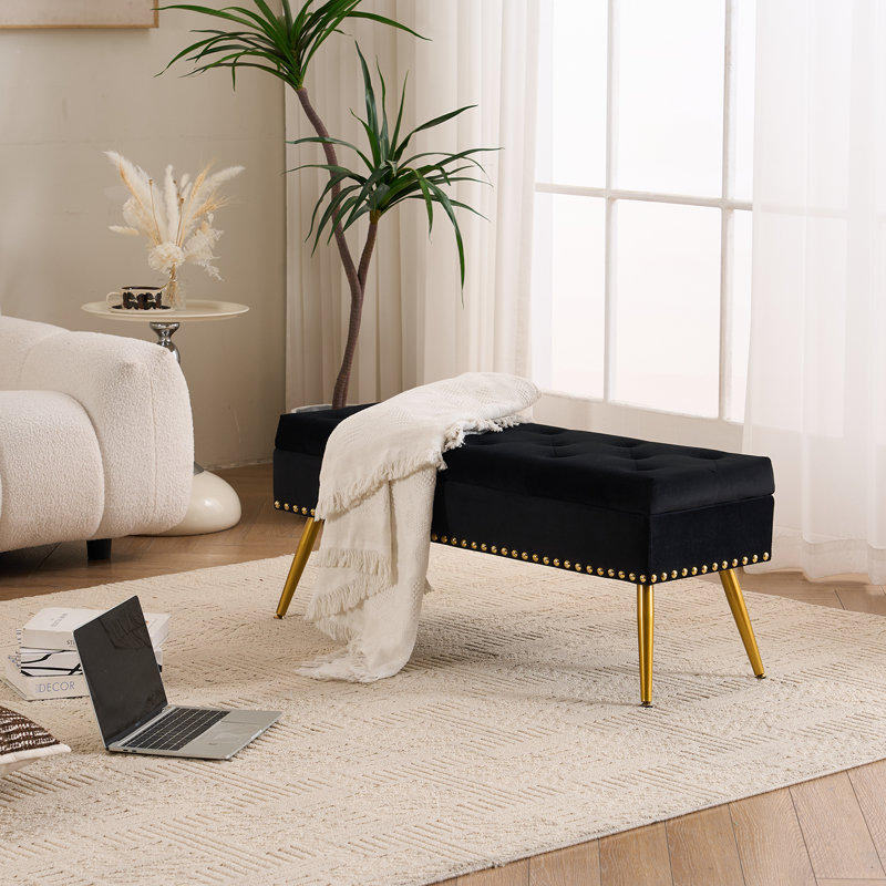 Banc de rangement, Noir, 17" H x 40" W x 14" D