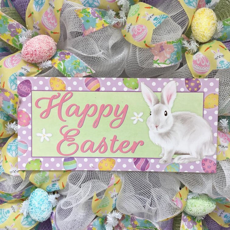 Easter Ribbon Wreath with Bunnies and Eggs The Holiday Aisle