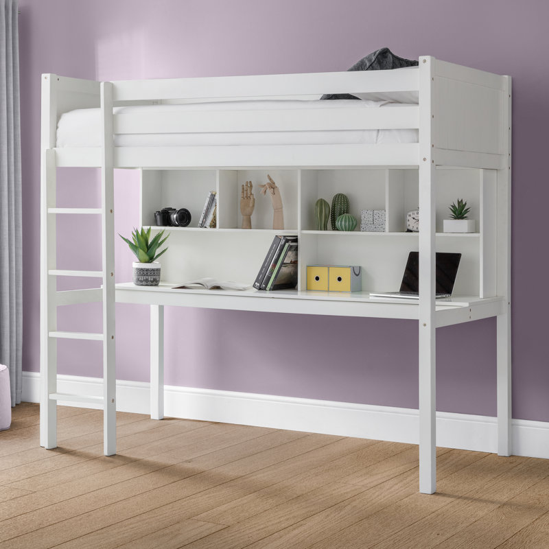 Patrice Single (3') High Sleepers with Storage Included with Built-in Ladder Included with Desk Included, White