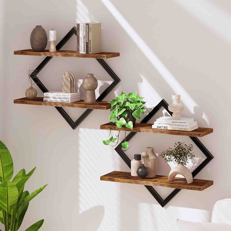 2 Piece Bracket Shelf, Rustic Brown/ Black
