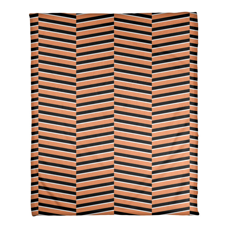 Couverture polaire rayures fracture, Orange, l 50 po x L 60 po