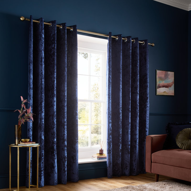 Crushed Velvet Eyelet Sheer Curtains, Black, 66 x 72 Inch
