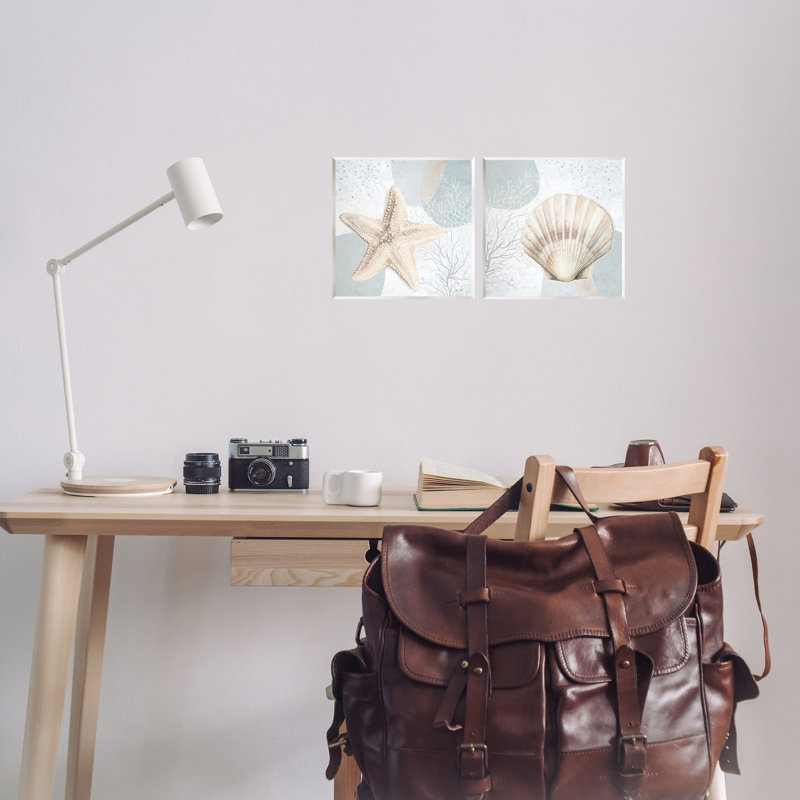 Ensemble de 2 plaques murales Scallop Starfish Sealife par Patricia Pinto
