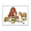 «Farm House With Goose Chicken Cow Pig And Haystack», reproduction sur toile flottante-59633422-59633444