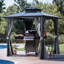 Grill Gazebo for BBQ, Slate Grey Hardtop, 8 x 8 FT Aluminum Frame with UV-Blocking Polycarbonate Roof