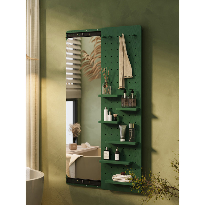 Miroir à miroir mural en bois d'hévéa luxueux, 59.06" H x 19.69" W