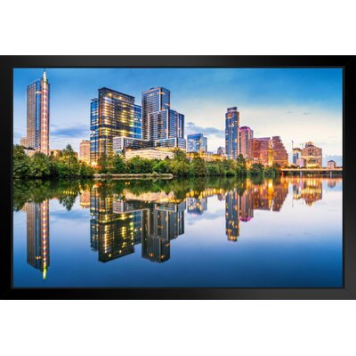 Austin Texas Skyline From Lady Bird Lake Photo Photograph White Wood Framed Poster 20X14 -  Trinx, 80AE96EF0F1B484091C3AC8B842C1216