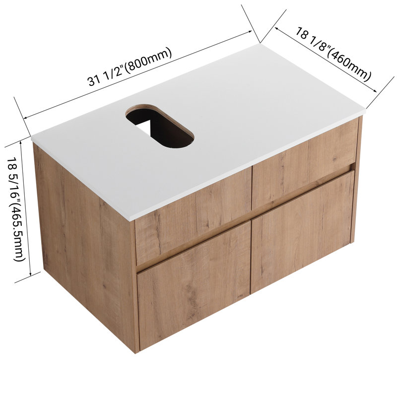 Zephyric 32'' Single Bathroom Vanity Base Only, Base Cabinet without Top, Imitative Oak