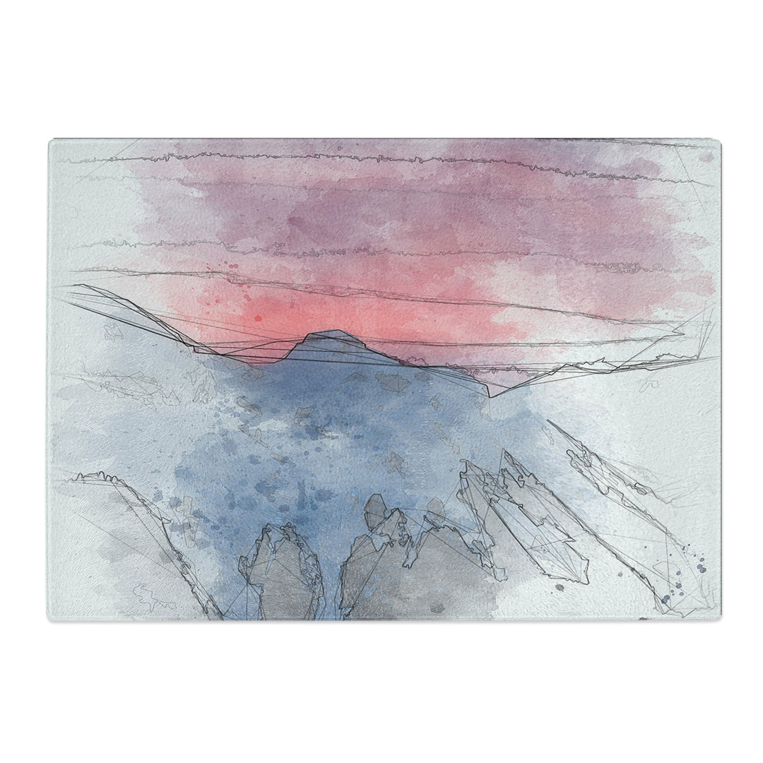 Tempered Glass Mountain Sunset in Sion Switzerland Chopping Board