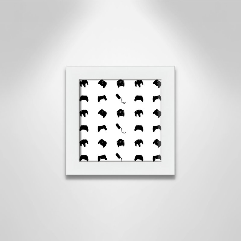 Imprimé papier à motif de joueur, H 8 po x l 8 po x P 0,63 po, Cadre blanc