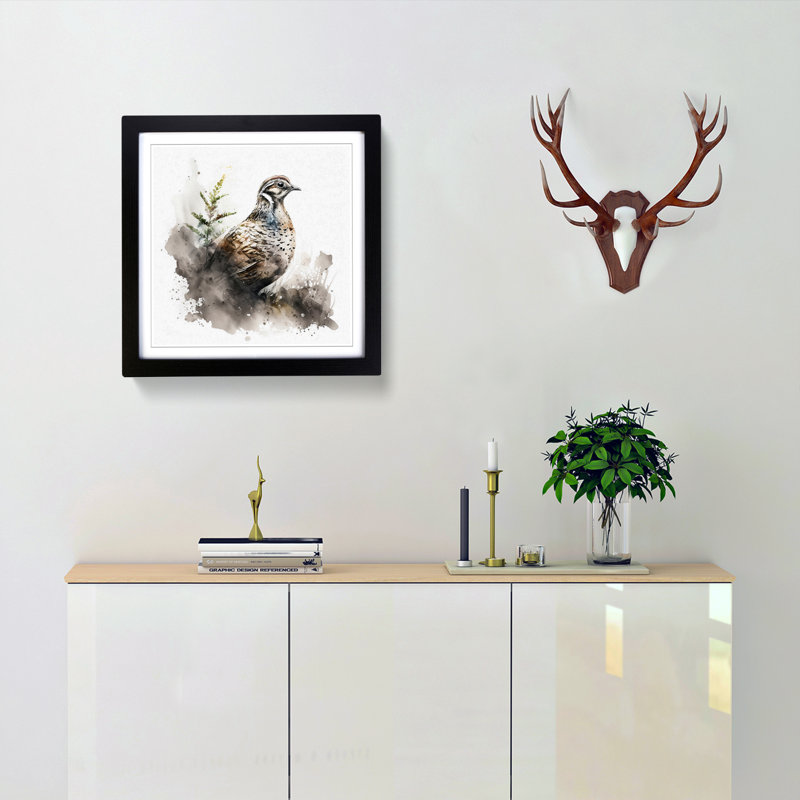 Partridge Ink Wash - Framed Print, Black