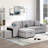 L-Shape Sectional Couch With Sleeper And Chaise Storage, 104.5", 2 Practical Stools, Gray 104.5" Function Fabric-367294648