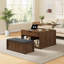 Table basse carrée relevable de 80 cm avec banc, ensemble table basse de style ferme pour salon-129672931