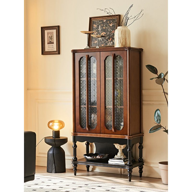 Vintage Patterned Glass Display Cabinet, Ornate Design