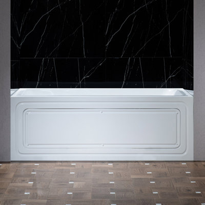 60" X 32" Alcove Acrylic Rectangular Whirlpool Heated Jetted Tub With Drain & Overflow