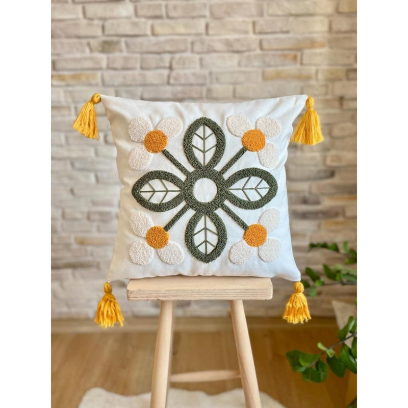Davina Square Euro Cushion Cover, Yellow