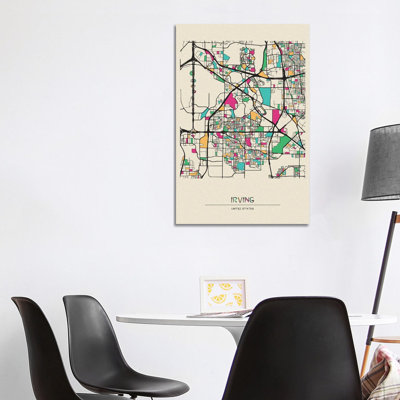 Irving, Texas Map by Ayse Deniz Akerman - Wrapped Canvas Gallery-Wrapped Canvas Giclée