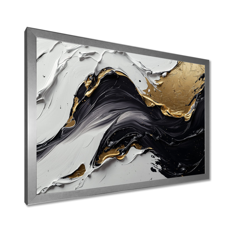 Abstrait abstrait du sombre et de la lumière V - Art mural transitionnel moderne abstrait, H 12 po x l 20 po, Argent argent