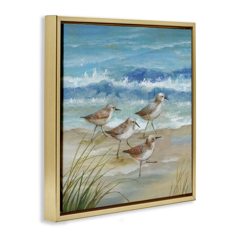 Cadre flottant Sandpiper Gathering View, design par Nan, H 25 po x l 25 po, Cadre flottant métallique doré