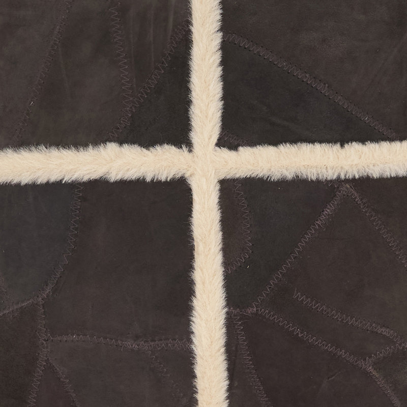 Distinctive Patchwork Leather Pillow, Polyester, Dark Brown