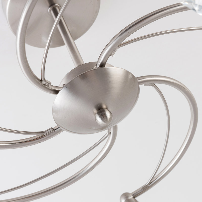 Aldiana Glass Semi Flush Mount, Satin Nickel