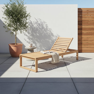 Outdoor Patio FSC Wood Recliner Lounger by Beachcrest Home