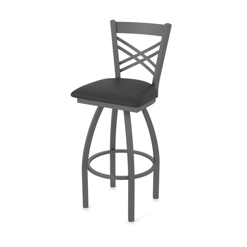 Tabouret pivotant 820 Catalina, Étain, Vinyle - vinyle noir, Très grand (assise de 36 po de hauteur)