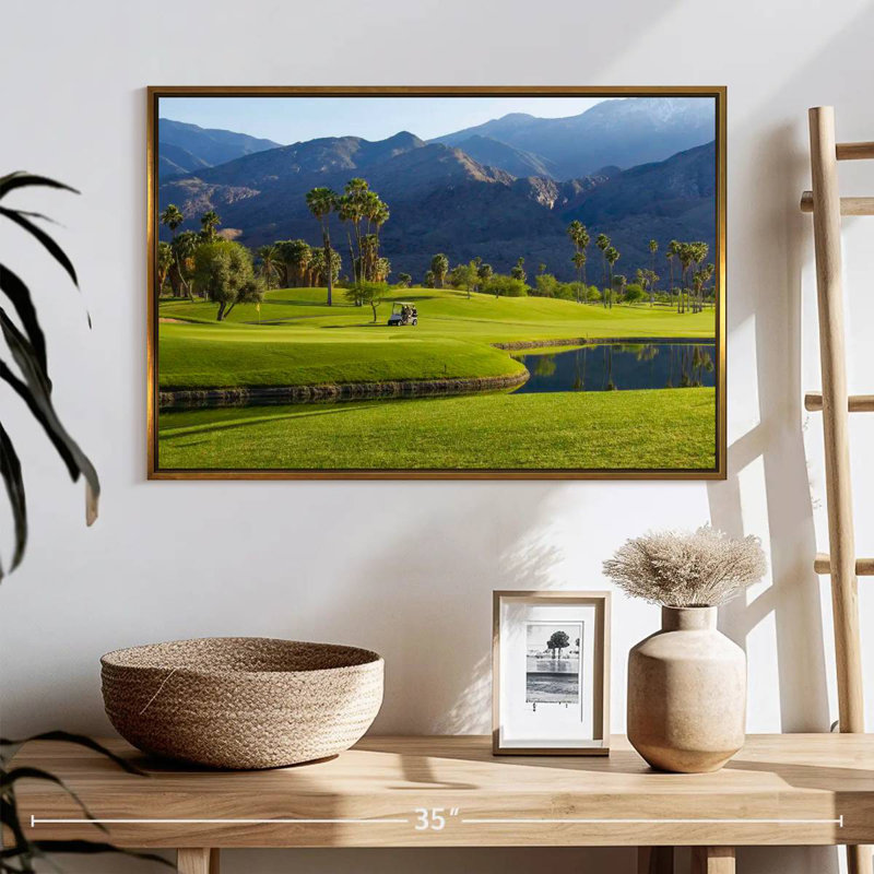 Palm Springs Golf Course, 25 po x 17 po, Cadre flottant doré