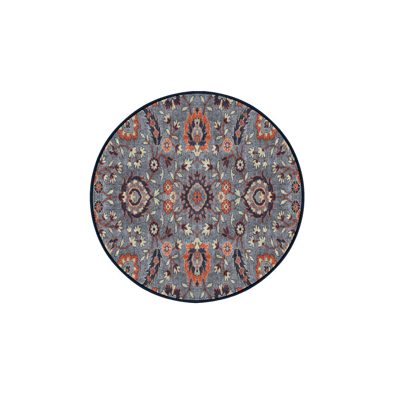 Flam Washable Oriental Indoor Rug, Round 4'