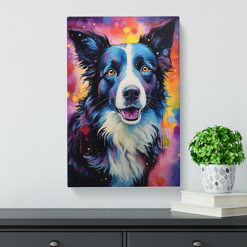 Border Collie Abstract - Wrapped Canvas, 50cm H x 35cm W x 3cm D