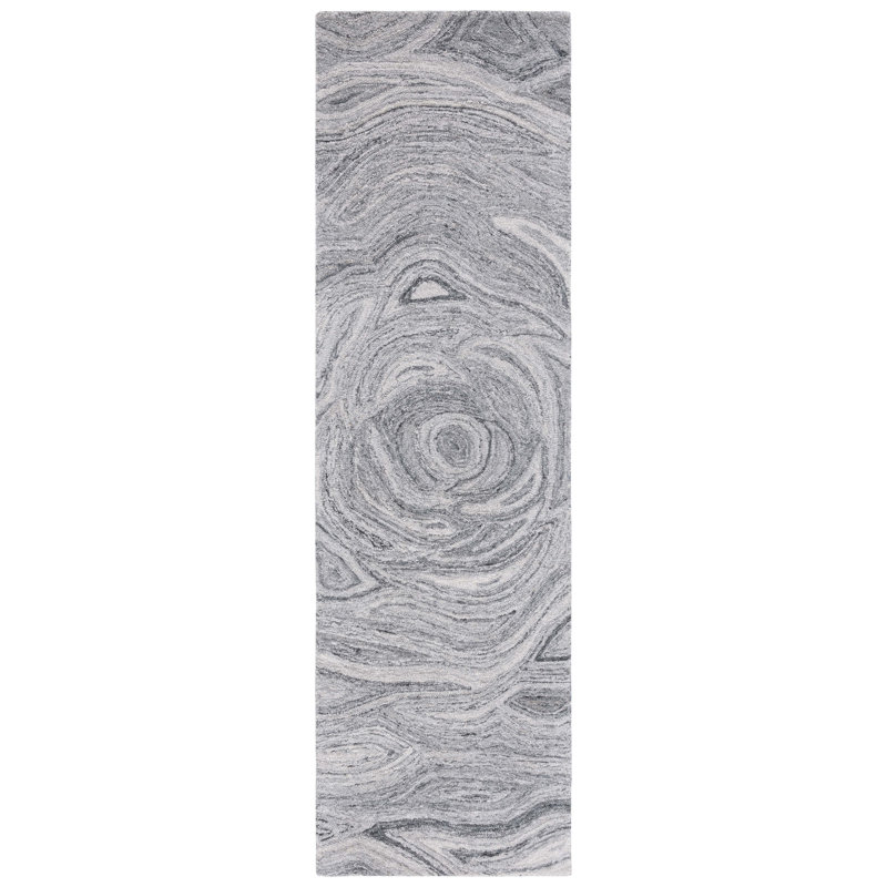 Tapis abstrait gris foncé / noir Abstract 148, Tapis de couloir 2 pi 3 po x 8 pi