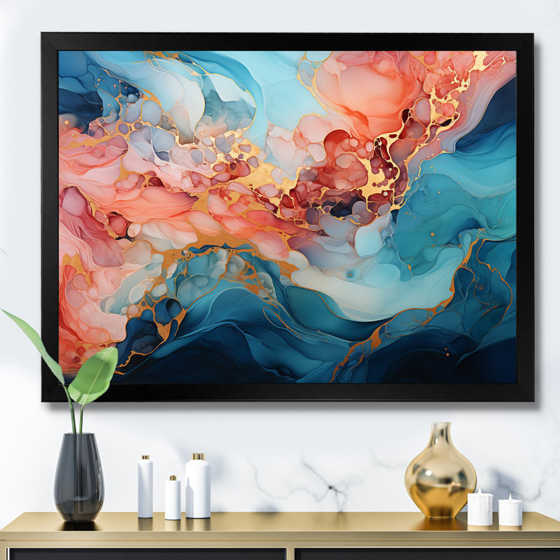 Impression sur toile abstraite «Alco, Cadre simple noir, H 12 po x l 20 po x P 1 po