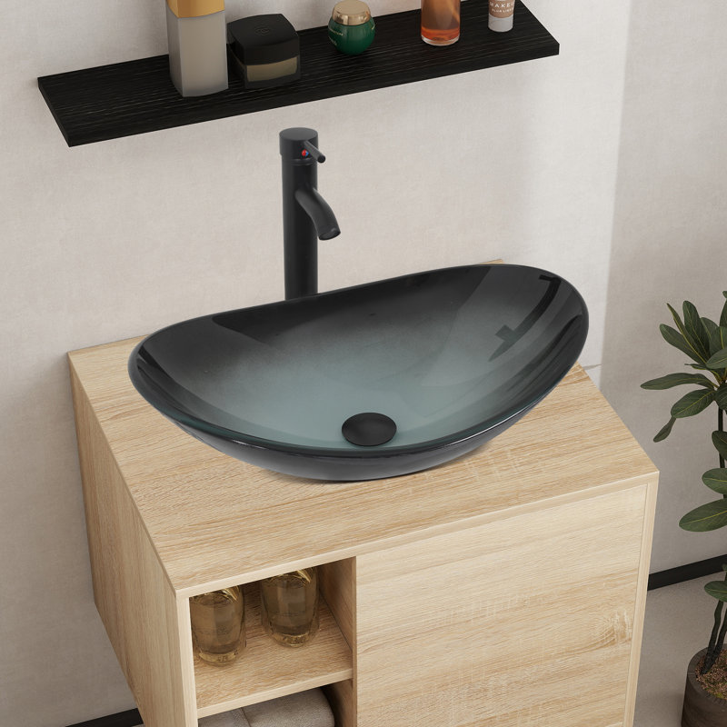 Ensemble de meuble-lavabo avec miroir Hemish, Noir, noir, noir, noir, Gris