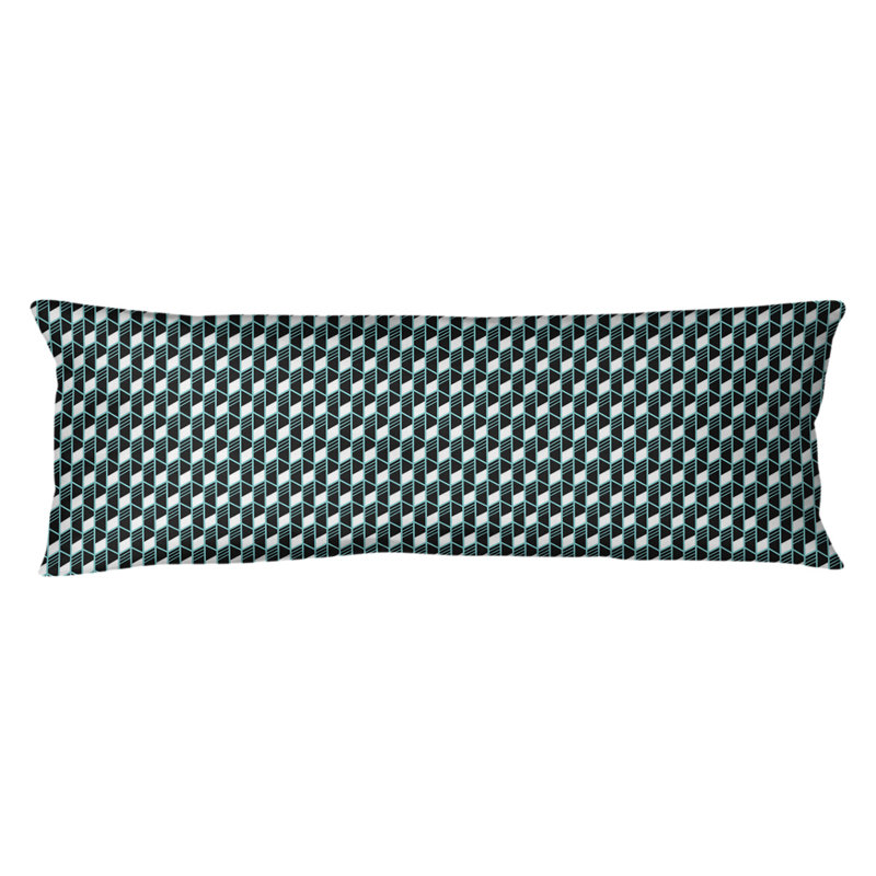 Coussin lombaire géométrique, Bourre en polyester, Bleu sarcelle