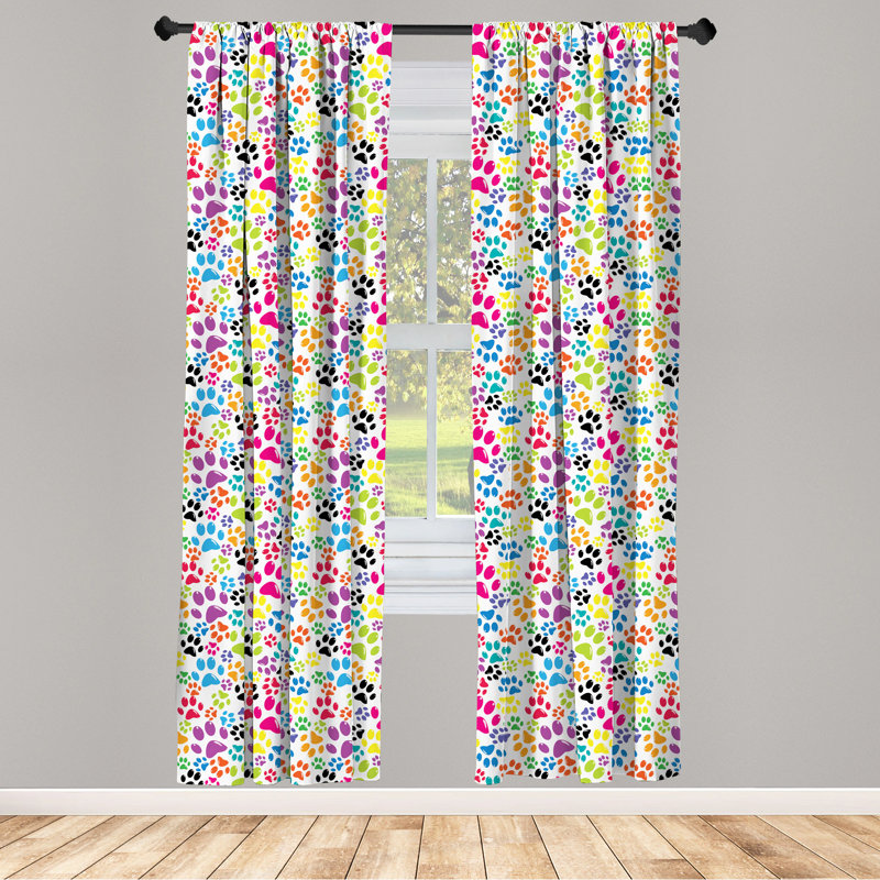 Dog Semi-Sheer Rod Pocket Curtain Panels, 28" x 84"