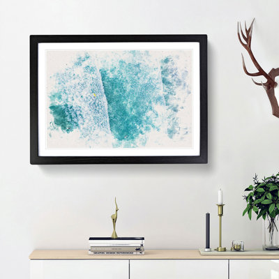 Surfers in Vazon Guernsey - Picture Frame Graphic Art Print