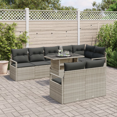 287cm Wide Patio Sofa with Cushions