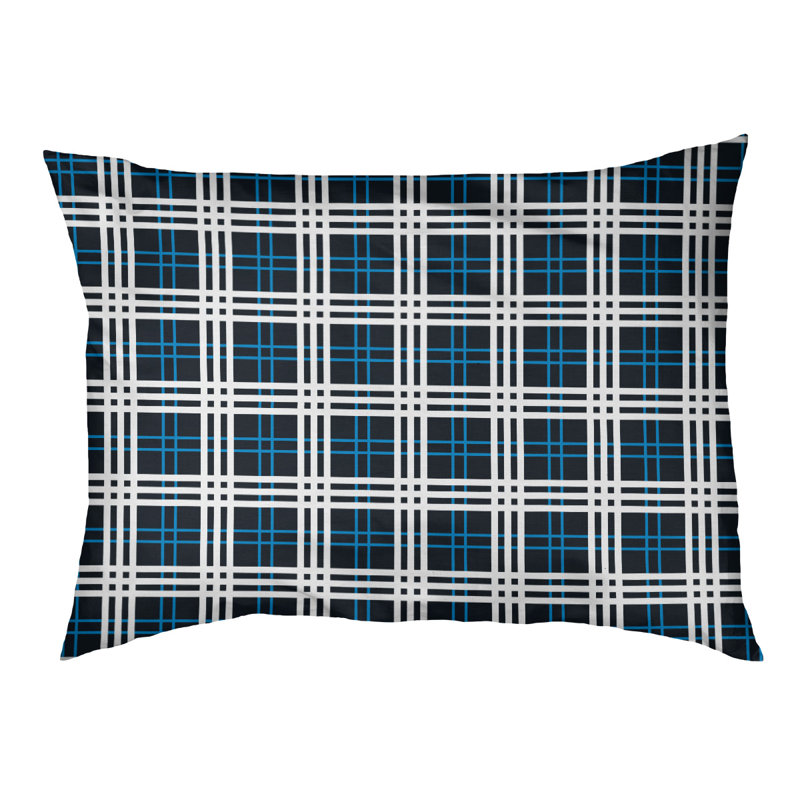 Coussin d’extérieur de luxe Caroline football, Petit (l 28 po x P 18 po x P 4 po), Noir / bleu Carolina / blanc