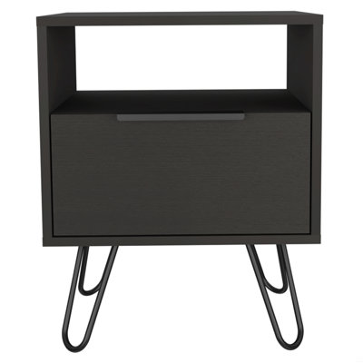 Nightstand, End Table, Side Table Single Door Cabinet, Hairpin Legs